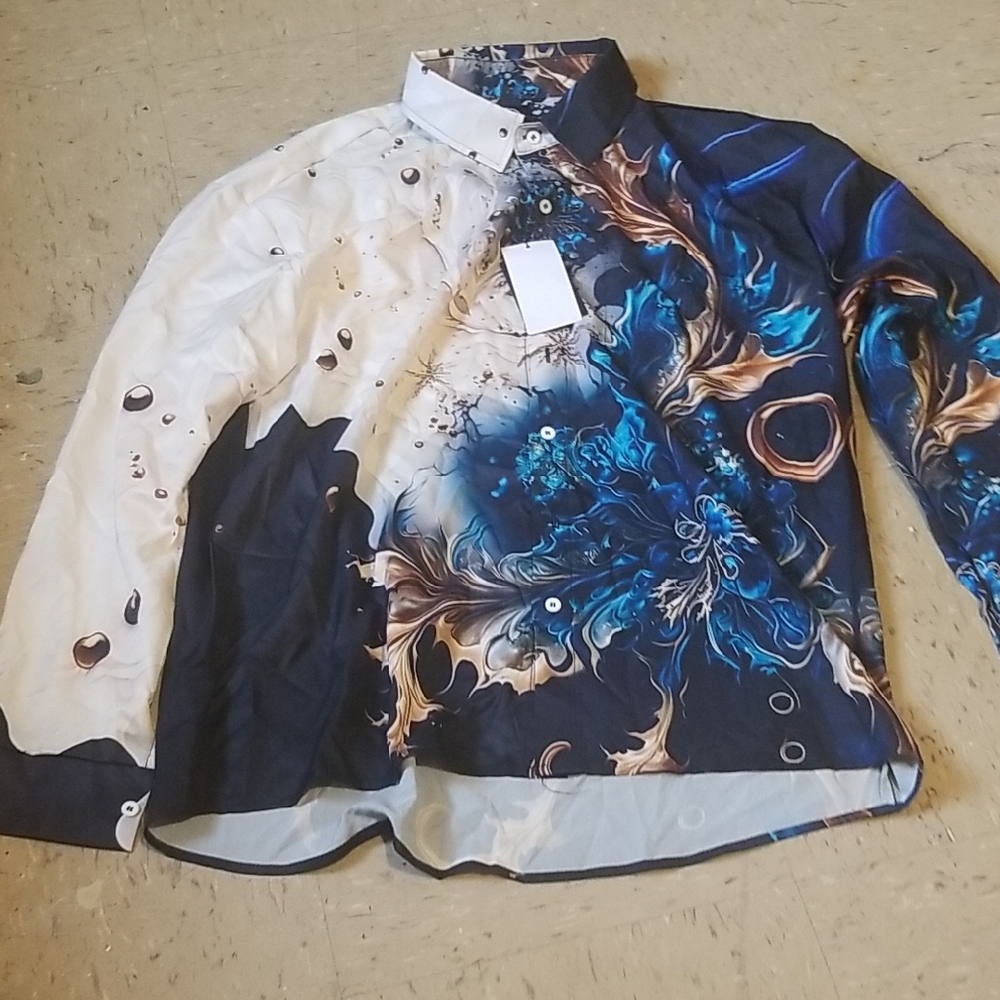 Men's Artistic Blue and White Jacket